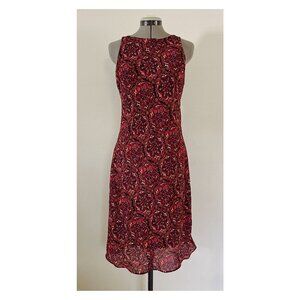 VTG Alyn Paige Sz 7/Small Medallion Print Open Back Midi Dress 90s